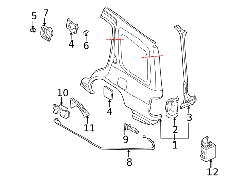 Quarter Panel & Components for 1997 Nissan Pathfinder #0