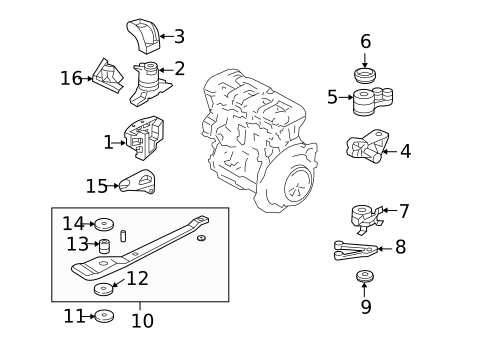 Engine & Trans Mounting for 2002 Ford Escape #0