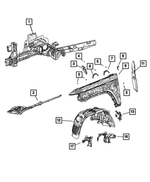 68409798AP - Body Sheet Metal Except Doors: Front Side Rail Front Rail, Right for Jeep: Grand Cherokee, Grand Cherokee L Image