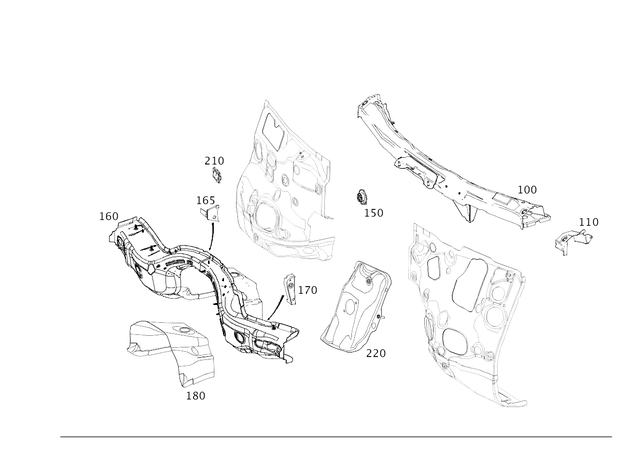 2136200430 - Cowl, Front Panel: Crossmember for Mercedes-Benz: AMG GT 43, AMG GT 53, AMG GT 63, AMG GT 63 S, AMG GT 63 S E Performance, CLS450, CLS53 AMG, E300, E350, E400, E43 AMG, E450, E53 AMG, E63 AMG S Image image