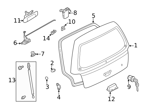 Gate & Hardware for 2001 Subaru Forester #0