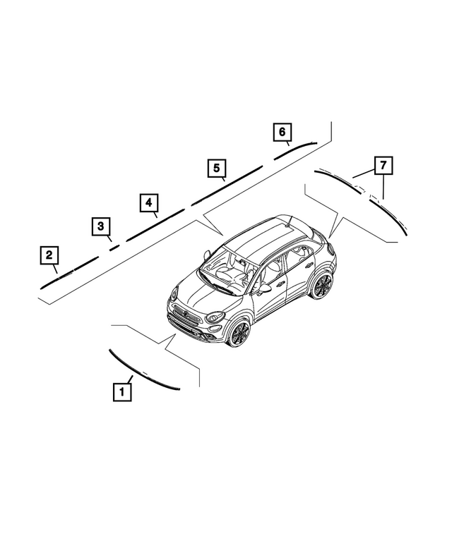 68583112AA - Exterior Ornamentation: Tape - Bodyside Stripe Kit for Fiat: 500X Image