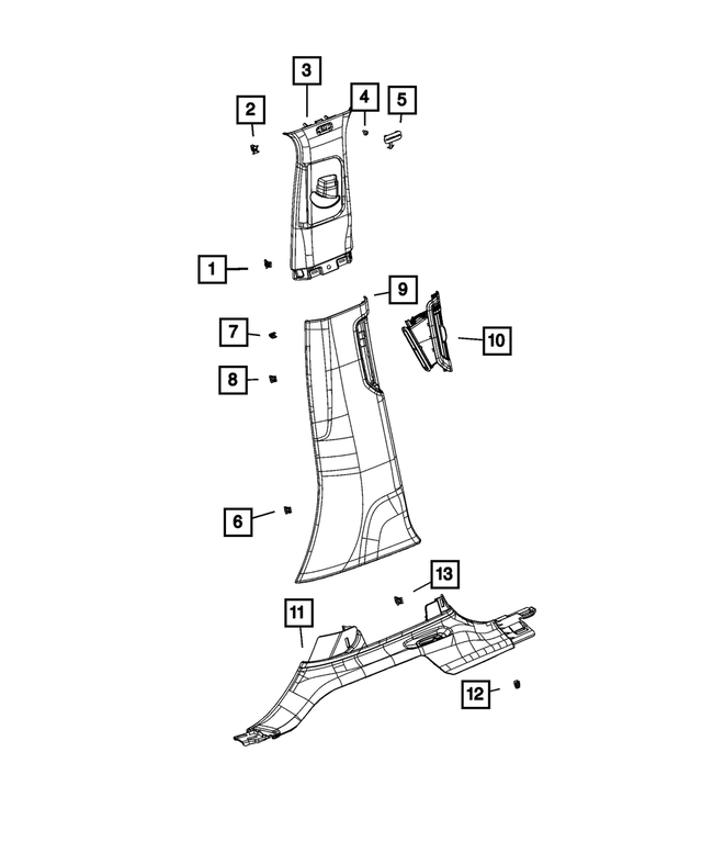 6SM72WT3AD - Interior Trim: B Pillar Upper Molding, Right for Jeep: Grand Cherokee, Grand Cherokee L Image
