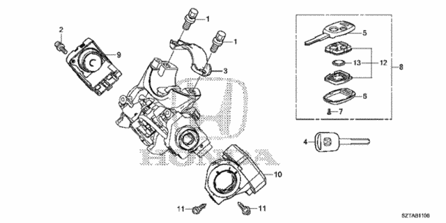 Key Cylinder Components for 2014 Honda CR-Z #0
