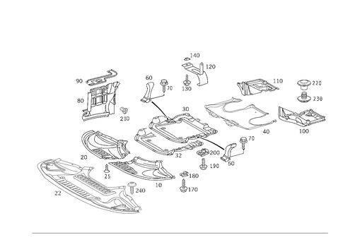 Engine Compartment Panelling, Gasoline Vehicles for 2005 Mercedes-Benz S55 AMG #0
