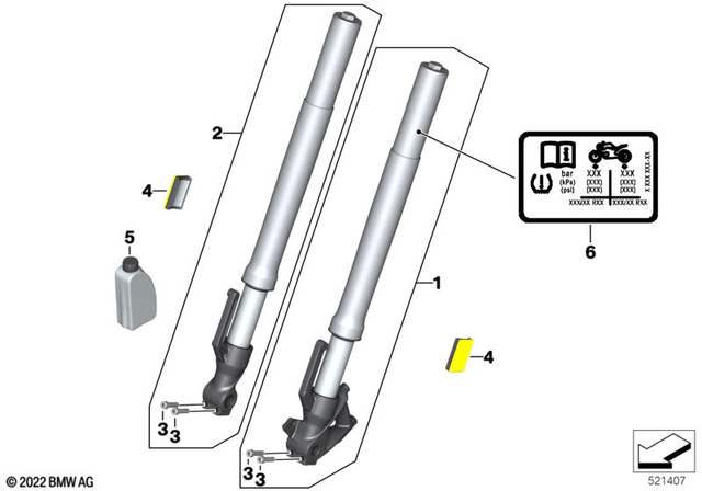 33358522750 - Front Axle, Front Suspension: Fillister-Head Screw - M8X30-8.8 for BMW-Motorrad Image