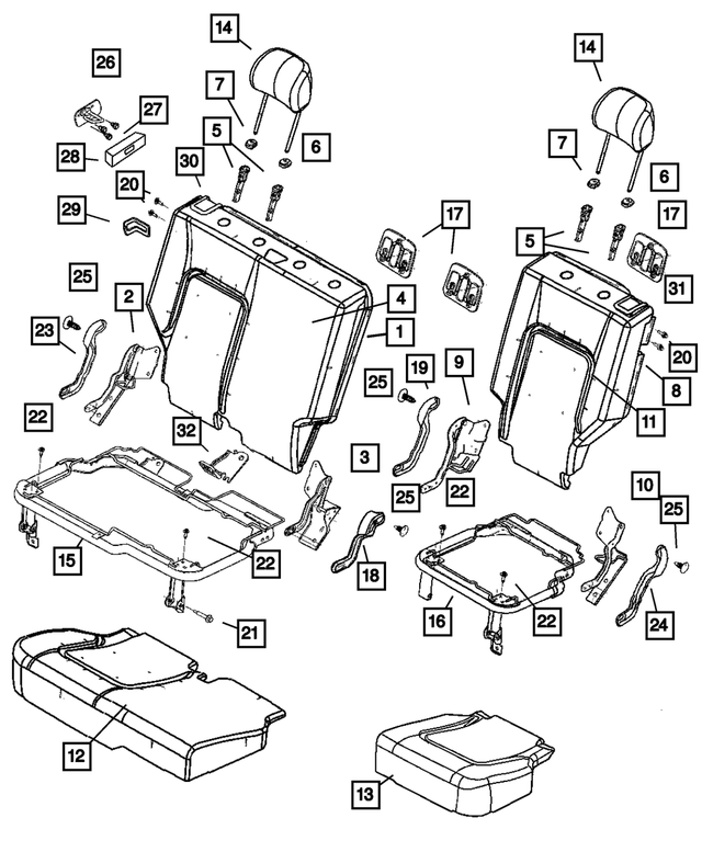 « 5071703AA – Interior Trim : Dossier De Siège Arrière Support Et Charniere, Côté Droit, Intérieur pour Mopar Image »