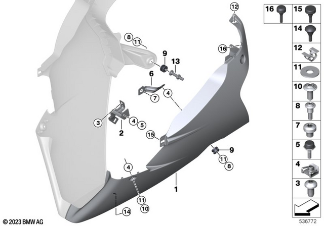 46638103388 - Frame and Mounting Parts: Engine Spoiler with Decor Right -  for BMW-Motorrad Image image