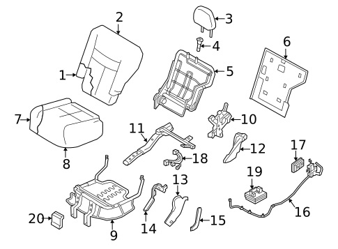 Rear Seat Components for 2016 Nissan Murano #1