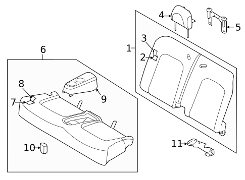 Rear Seat Components for 2011 Nissan Murano #2
