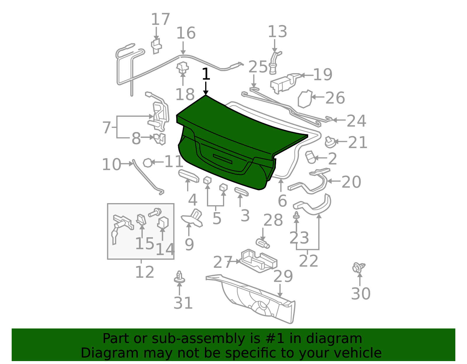2009-2011 Honda Civic Trunk Lid 68500-SNA-A80ZZ | Honda Factory Parts