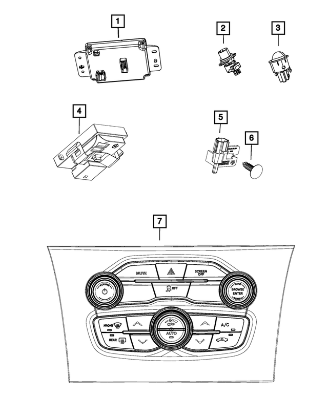 68293641AD - Air Conditioners and Heaters: Vehicle Feature Controls Center Stack for Mopar Image