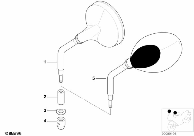51162328585 - Body Equipment: Rear View Mirror, Short, Chrome -  for BMW-Motorrad Image