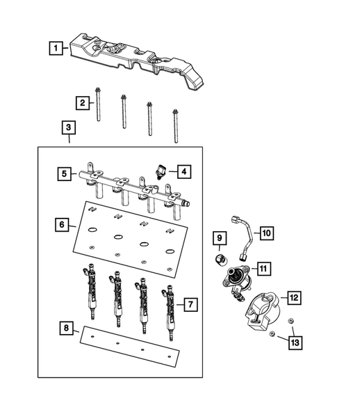 Fuel Rail and Injectors for 2022 Jeep Cherokee #0