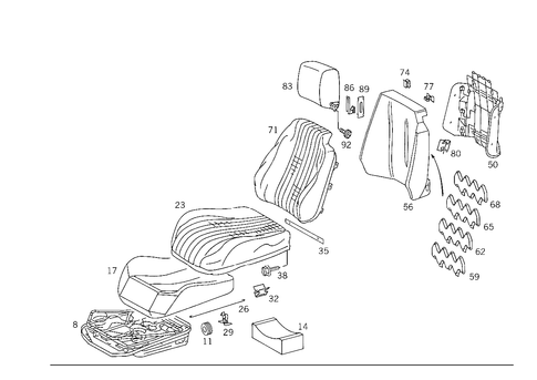 Seat Cushion, Backrest, Headrest for 1991 Mercedes-Benz 300SL #0