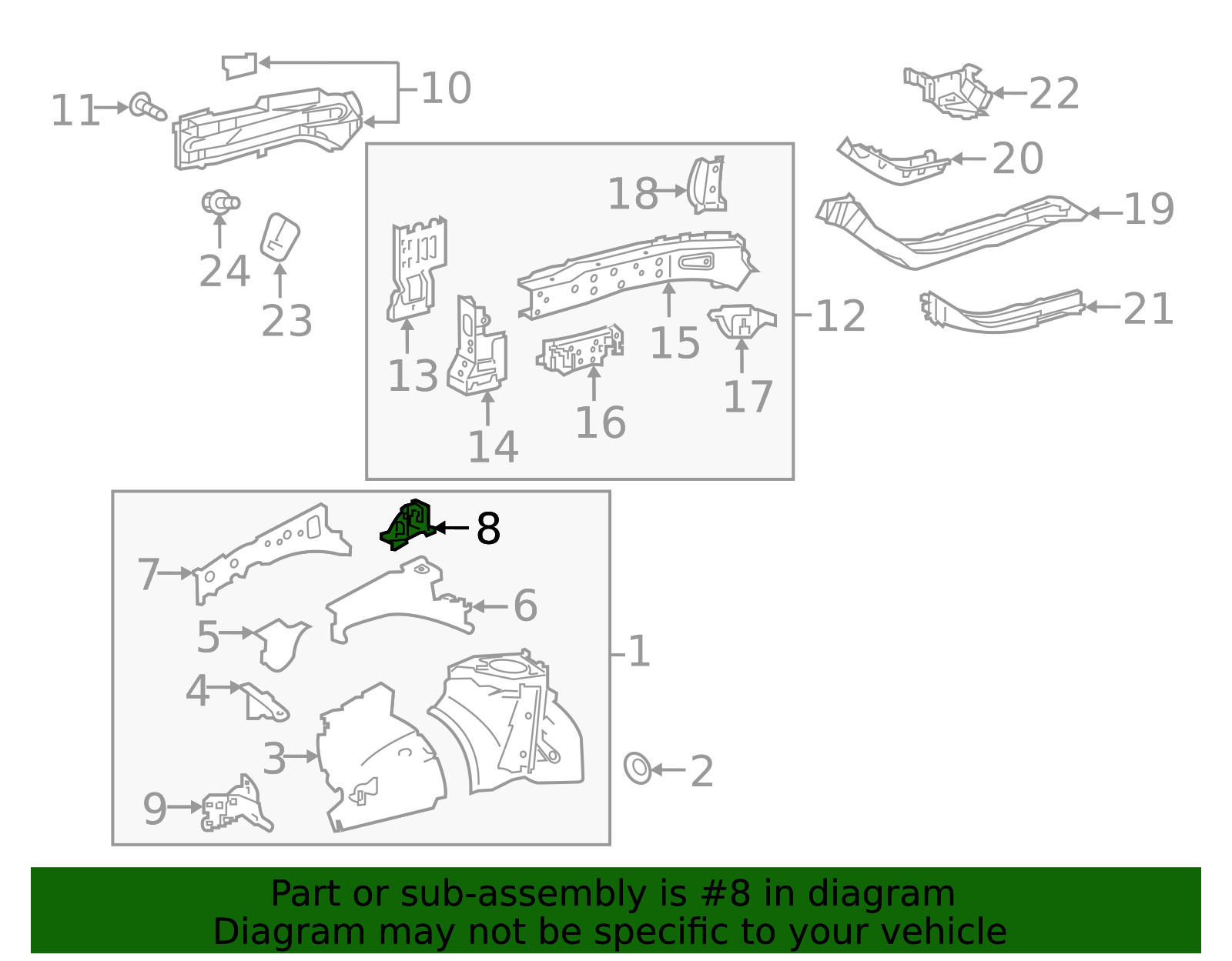 2016-2018 Toyota Fender Rail Bracket 53738-12080 | OEM Parts Online