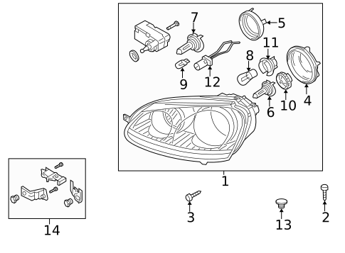 Headlamp Components for 2009 Volkswagen Jetta #1