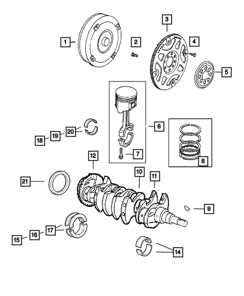 Crankshaft, Piston, and Drive Plate for 2005 Chrysler Sebring #0