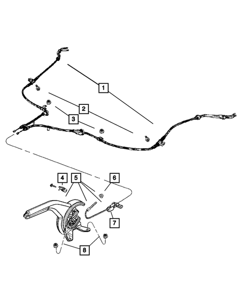 Parking Brake Lever, Cables, and Rear Disc Park Brake Assembly for 2008 Dodge Caliber #1