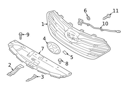 Grille & Components for 2017 Hyundai Santa Fe Sport #0