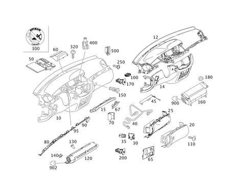Instrument Panel and Gloves Compartment Box with Passenger Air Bag for 2009 Mercedes-Benz S 550 #0