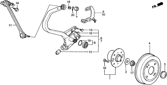 Rear Knuckle - Brake Drum (DX, Lxi) for 1988 Honda Accord #0