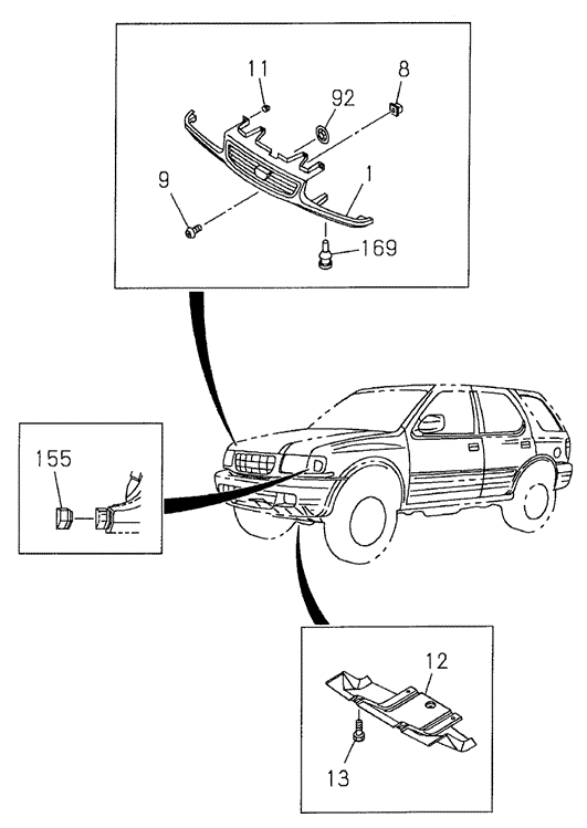 Front Grille for 2002 Honda Passport #0
