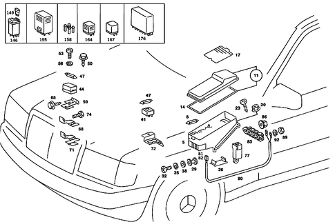 Fuse Box and Relay for 1989 Mercedes-Benz 190 E #5