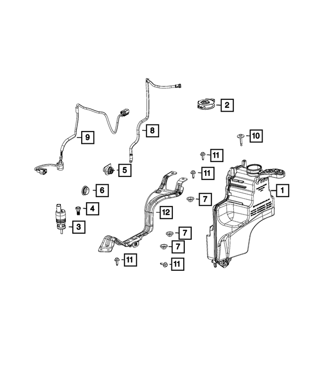 68384283AB - Electrical: Windshield Washer Reservoir for Mopar Image