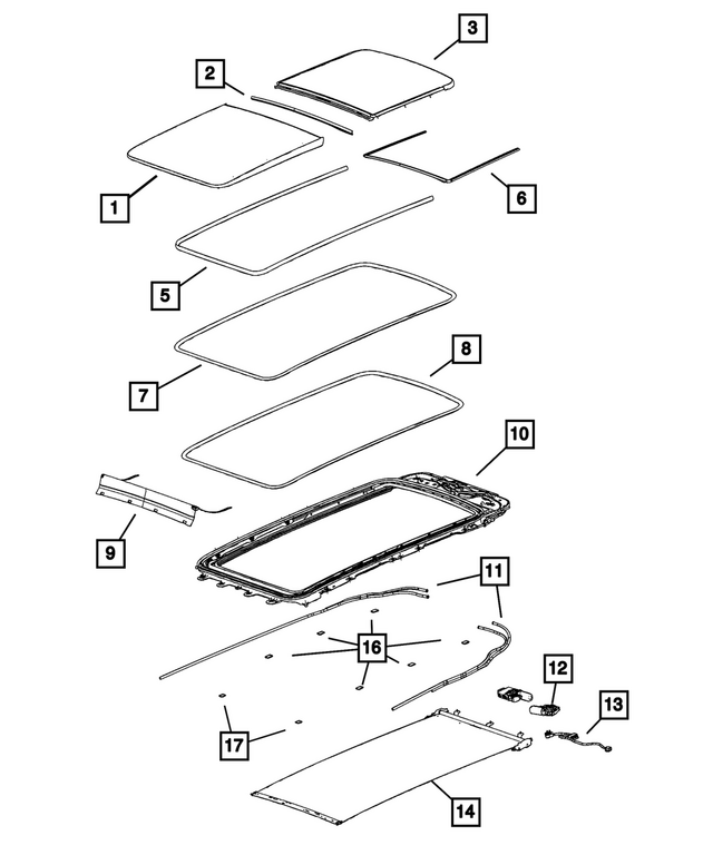 68731242AA - Body Sheet Metal Except Doors: Sunroof Glass for Mopar Image