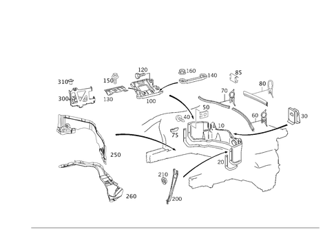 Engine Compartment Partition Panel, Wheelhouse Attachment Parts for 2008 Mercedes-Benz CLK63 AMG #0