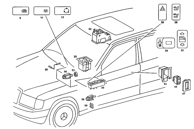 8205810 - Electrical System: Switch for Mercedes-Benz Image image