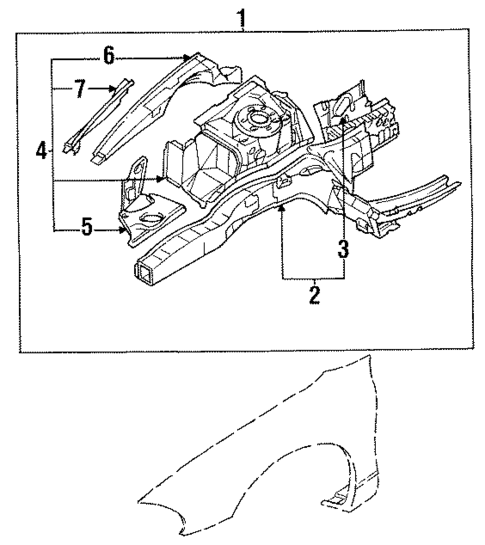 Inner Structure & Rails for 1996 Mitsubishi Eclipse #1
