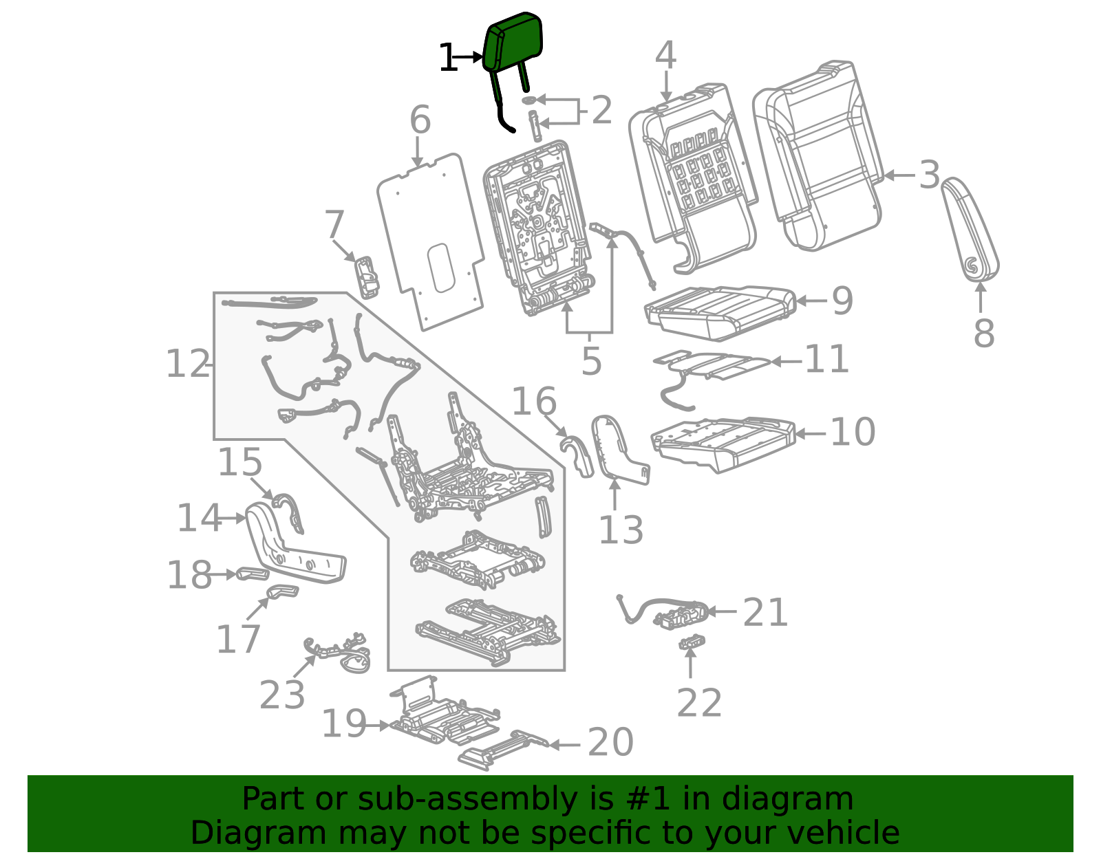 2021-2026 GM Black Rear Seat Head Restraint 85553892 | QuirkParts