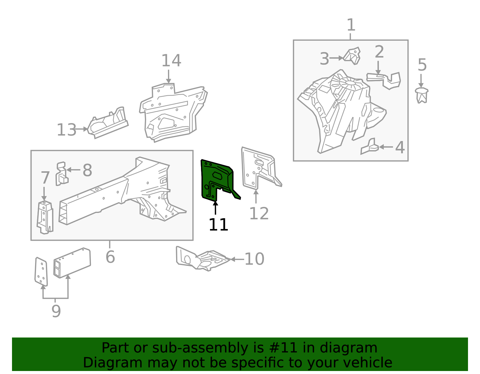 2016-2020 Cadillac CT6 Passenger Side Engine Compartment Inner Side ...