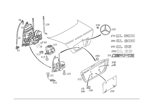 Rear Lid Latch-Type Lock, Rear Lid Attachment Parts for 2006 Mercedes-Benz CL500 #2