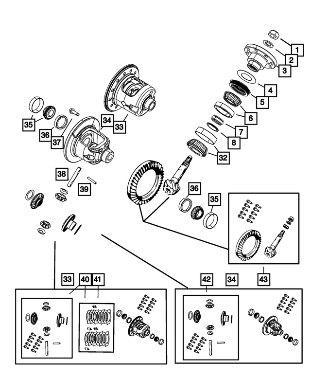 68019471AA - Rear Axle; Dana 226 MM; Differential and Drive Line: Differential Pinion Shaft for Mopar Image
