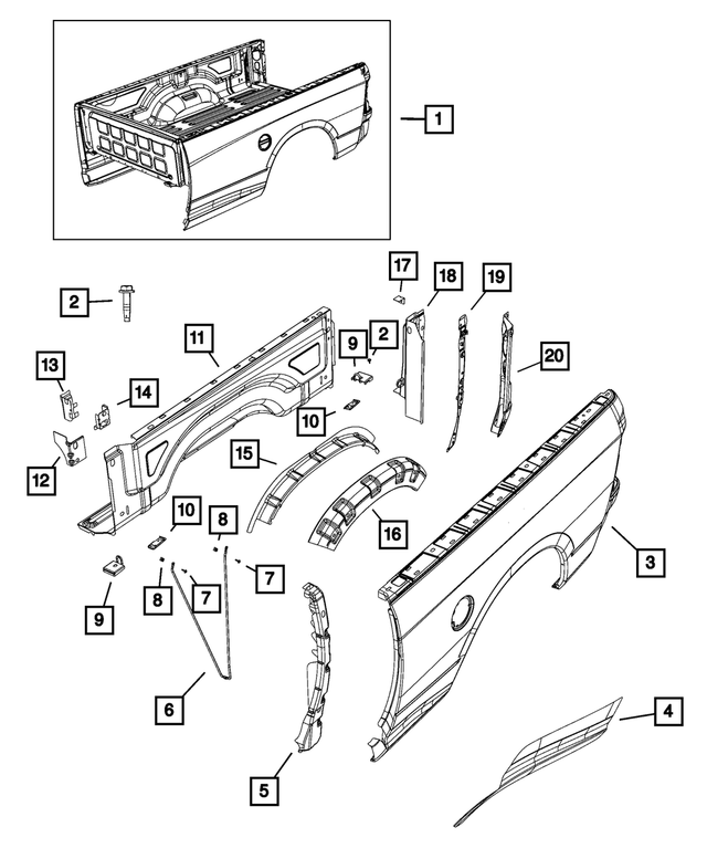 68079526AA - Body Sheet Metal Except Doors: Box Side Reinforcement, Right for Mopar Image