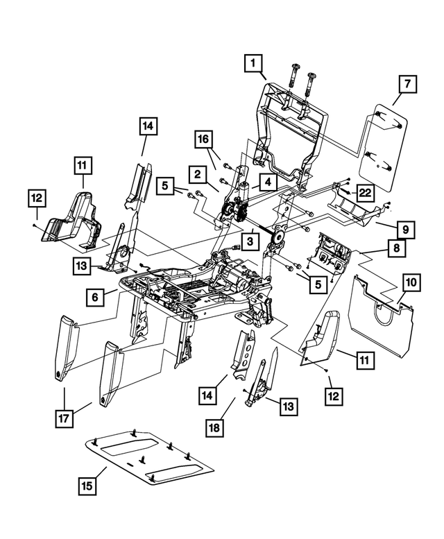 68141062AB - Interior Trim: Rear Seat Back Frame for Mopar Image