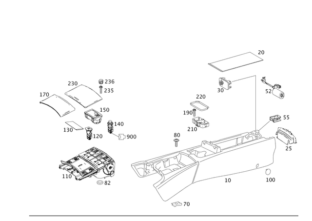 2216804450 - Panelling: Housing, Center Console for Mercedes-Benz: 250, 300S, S350, S400, S500, S550, S600, S63 AMG Image image