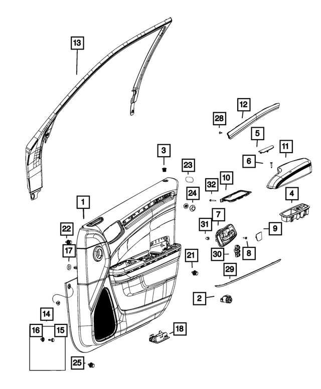 1VR361L9AI - : Front Door Trim Panel, Right for Mopar Image