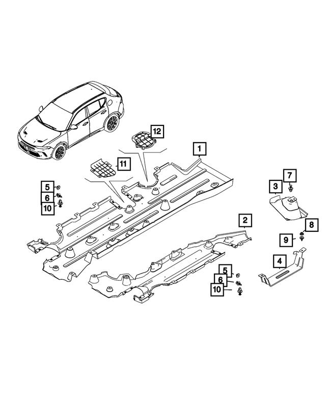 68607045AA - Frame, Bumper and Fascia: Floor Pan Shield for Mopar Image
