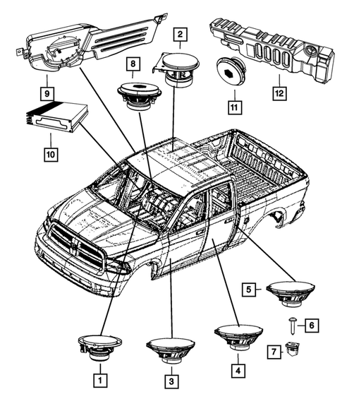 Radio, Antenna, Speakers, DVD, and Video systems for 2012 Ram 2500 #1
