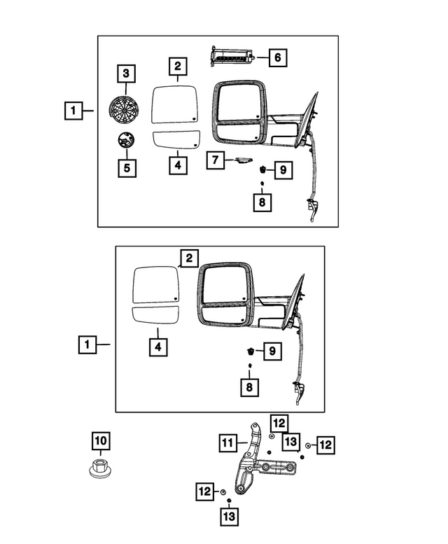 68661778AB - Doors, Door Mirrors and Related Parts: Outside Rearview Mirror, Right for Mopar Image image