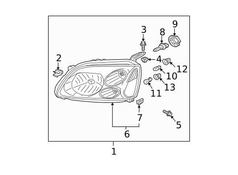 Headlamp Components for 2011 Mitsubishi Galant #0