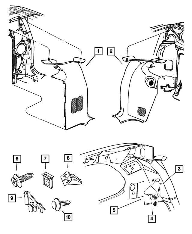 SJ15YQLAC - Interior Trim: D Pillar Molding, Left for Mopar Image