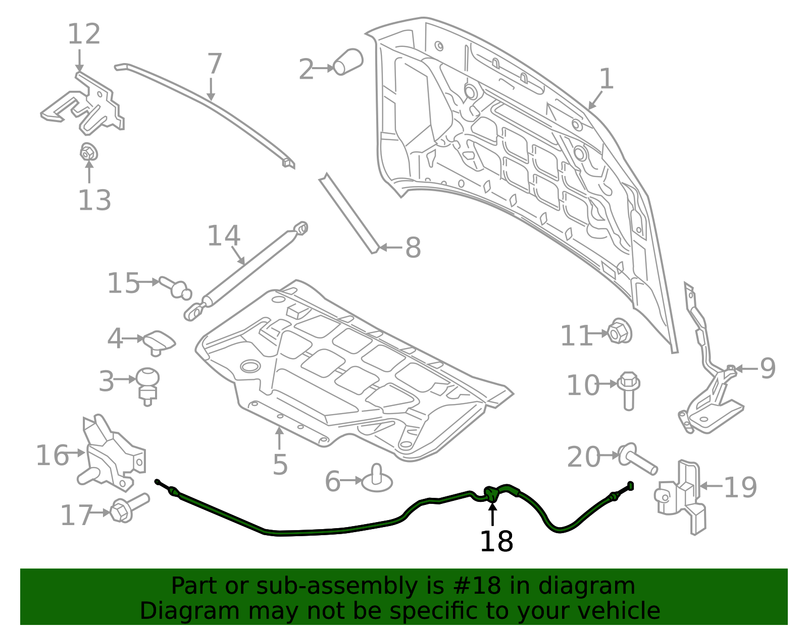 2018-2024 Lincoln Navigator Cable Assembly Hood Control JL7Z-16916-A ...
