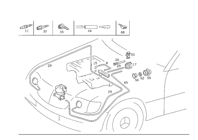 1581435 - Vacuum System: Piping for Mercedes-Benz: 180C, 190, 190D, 190E, 200, 200D, 220, 220D, 230, 240D, 250C, 260E, 280, 280C, 280CE, 280E, 280S, 280SE, 280SEL, 300CE, 300D, 300E, 300SD, 300SE, 300SEL, 300SL, 300TD, 300TE, 350SL, 380SE, 380SEC, 380SEL, 380SL, 380SLC, 400E, 400SE, 400SEL, 450SE, 450SEL, 450SL, 450SLC, 500E, 500SEC, 500SEL, 500SL, 560SEC, 560SEL, 560SL, 600, 600SEL, 600SL, C220, C230, C240, C280, C32 AMG, C320, C350, C43 AMG, C55 AMG, CL500, CL55 AMG, CLK320, CLK350, CLK430, CLK500, CLK55 AMG, CLK550, CLK63 AMG, E420, E430, S420, S430, S55 AMG, SL320, SL500, SL55 AMG, SL550, SL600, SL63 AMG, SL65 AMG, SLK230, SLK320 Image image