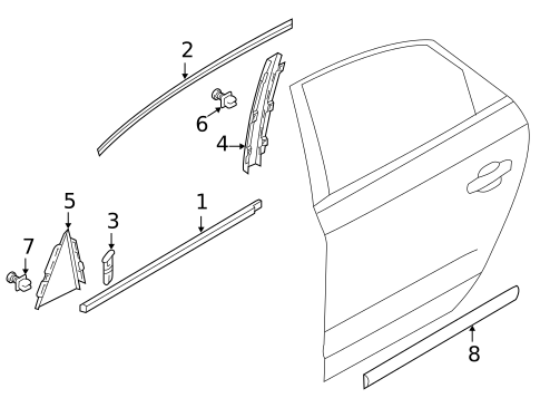 Exterior Trim - Rear Door for 2012 Volkswagen Passat #0