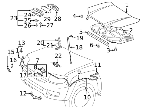 Hood & Components for 2009 Toyota 4Runner #0